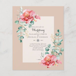 LOWEST BUDGET Red Floral Eucalyptus WEDDING Invite Flyer
