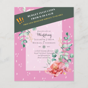 LOWEST BUDGET Red Floral Eucalyptus WEDDING Invite Flyer