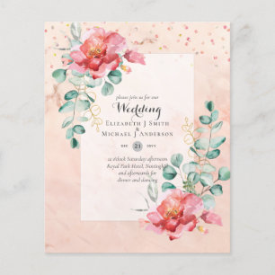 LOWEST BUDGET Red Floral Eucalyptus WEDDING Invite Flyer