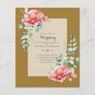 LOWEST BUDGET Red Floral Eucalyptus WEDDING Invite Flyer