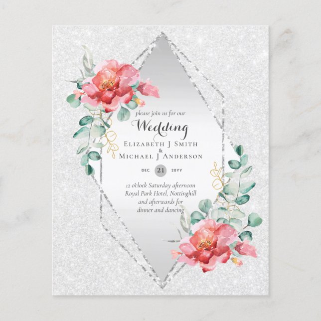 LOWEST BUDGET Red Floral Wedding Invites Flyer (Front)