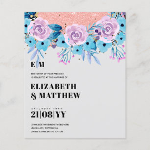 Lowest Budget Wedding FLYERS Blue Purple Flowers