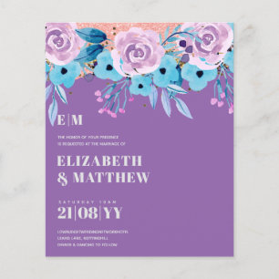 Lowest Budget Wedding FLYERS Blue Purple Flowers