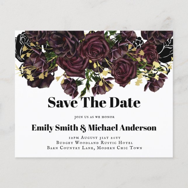 Lowest Budget Wedding FLYERS Dark Plum Marsala (Front)
