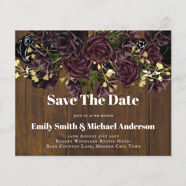 Lowest Budget Wedding FLYERS Dark Plum Marsala (Front)