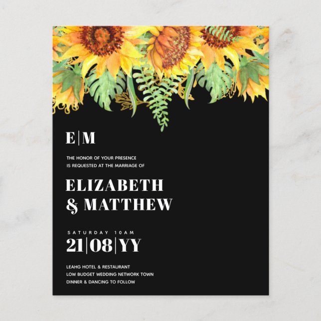 Lowest Budget Wedding FLYERS Sunflowers (Front)