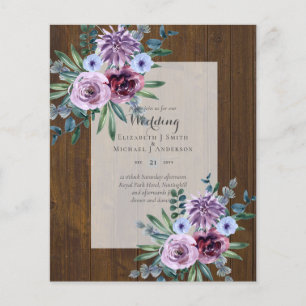 LOWEST BUDGET Wedding Invitations Plum Floral Flyer