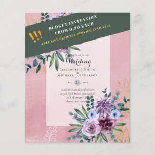 LOWEST BUDGET Wedding Invitations Plum Floral Flyer