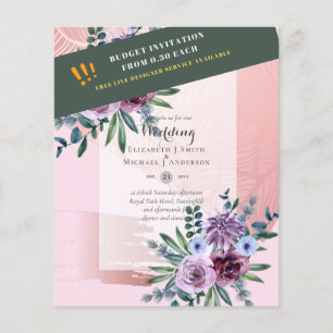 LOWEST BUDGET Wedding Invitations Plum Floral Flyer