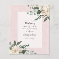LOWEST BUDGET White Roses Wedding Invitations