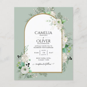 Lowest BUDGET White Roses Wedding Invites Arch Flyer