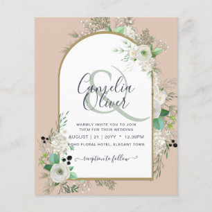 Lowest BUDGET White Roses Wedding Invites Arch Flyer