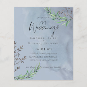 LOWEST PRICED Olive Leaves Dusty Blue Wedding Flyer