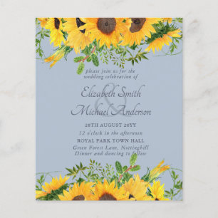LOWEST PRICED Rustic Sunflower Dusty Blue Wedding Flyer