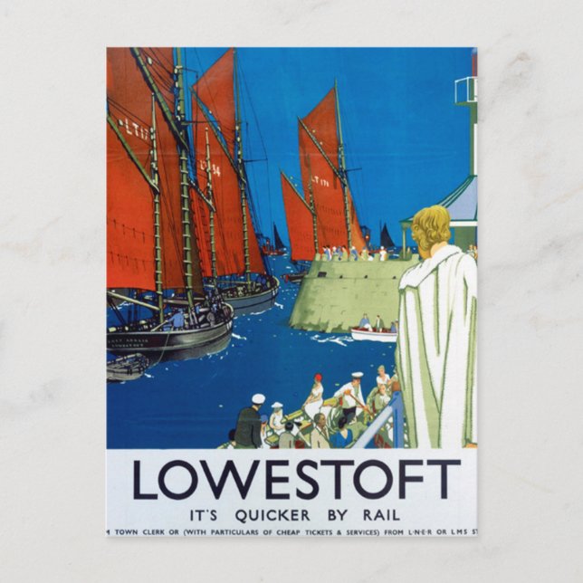 Lowestoft vintage train advertising poster UK Postcard (Front)