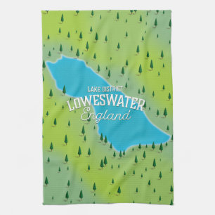 Loweswater Lake, lake district, travel map. Tea Towel