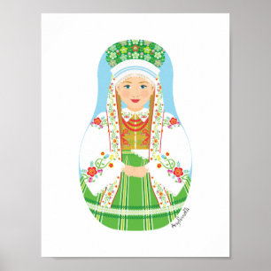 Łowicz Pole Bride Matryoshka Poster