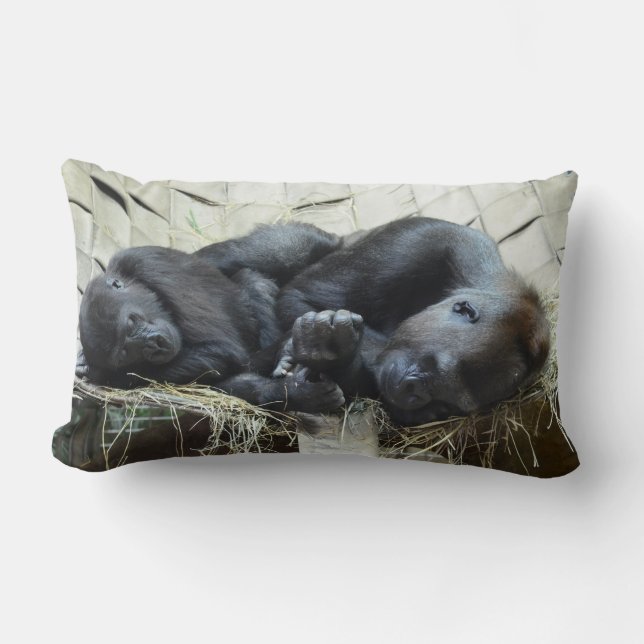 Lowland Gorillas Napping Lumbar Cushion (Front)