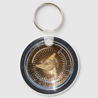 Lowrider Gold Wire Wheels Keychain