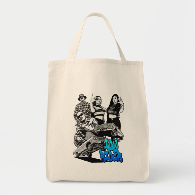 Lowrider Urban Art – Chicano Streetwear Culture Tote Bag (Front)