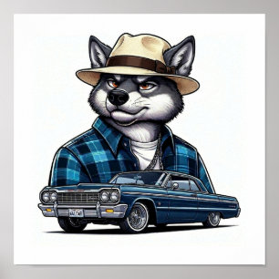 Lowrider Wolf Poster