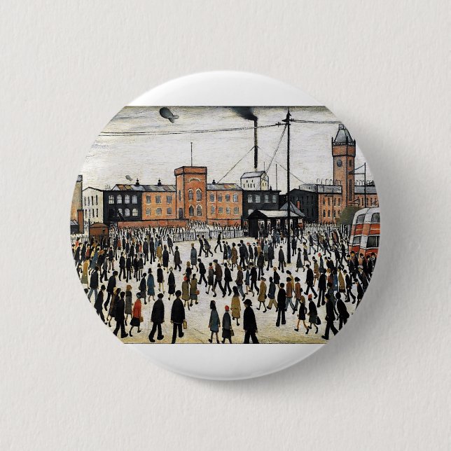 lowry going to work design 6 cm round badge (Front)