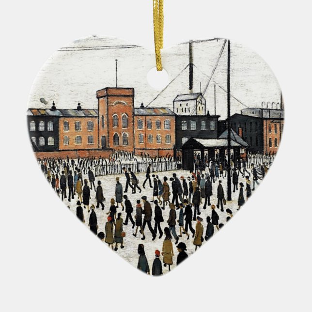 lowry going to work design ceramic tree decoration (Front)