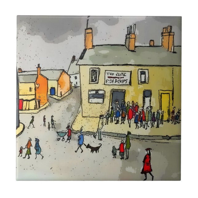 Lowry Style Chippy Chip Shop Tile (Front)