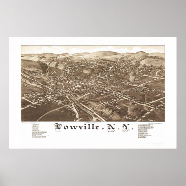 Lowville, NY Panoramic Map - 1885 Poster (Front)