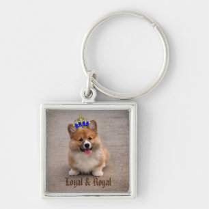 Loyal and Royal Corgi Puppy Photo Key Ring