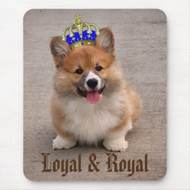 Loyal and Royal Corgi Puppy Photo Mouse Mat (Front)