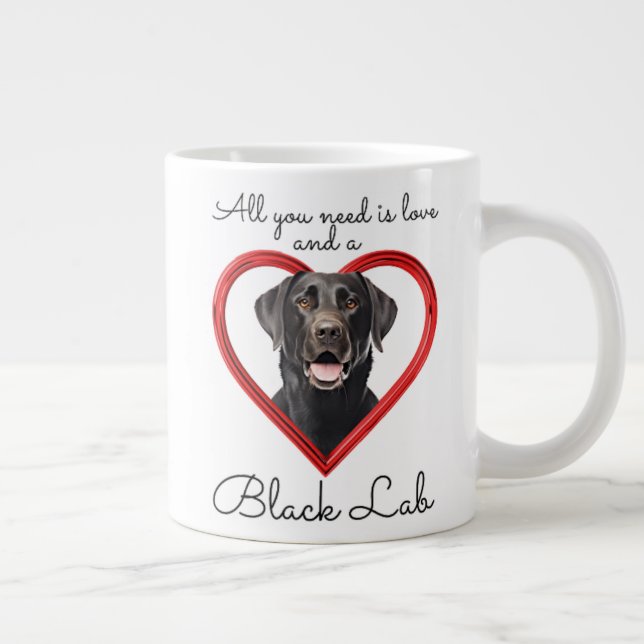 Loyal Black Lab Large Coffee Mug (Right)