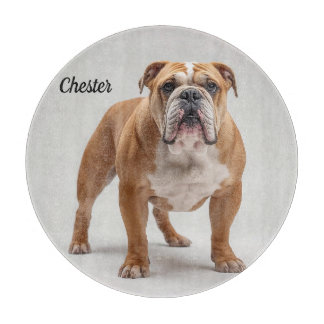 Loyal Bulldog Personalised Round Glass Cutting Boa Cutting Board