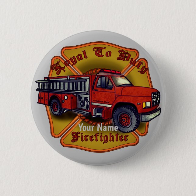 Loyal Firefighter Firetruck  pin  (Front)