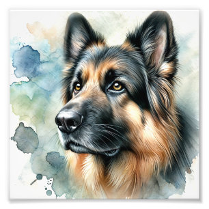 Loyal German Shepherd Watercolor Photo Print