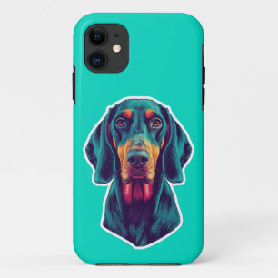 Loyal Glow – Vibrant Bluetick Coonhound Pop Art iPhone 11 Case