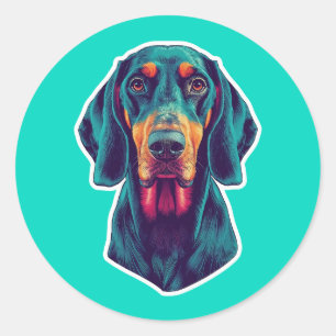 Loyal Glow – Vibrant Bluetick Coonhound Pop Art Classic Round Sticker