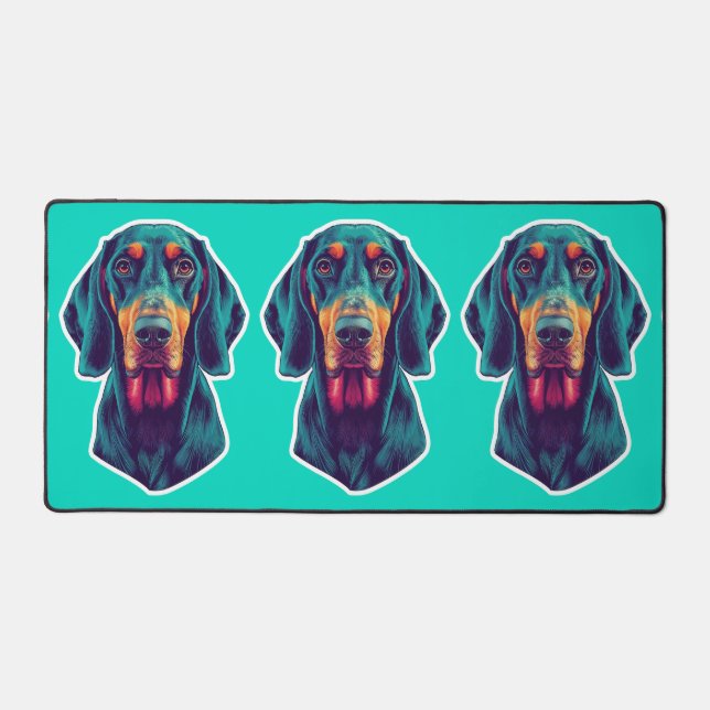 Loyal Glow – Vibrant Bluetick Coonhound Pop Art Desk Mat (Front)