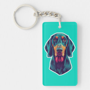 Loyal Glow – Vibrant Bluetick Coonhound Pop Art Key Ring