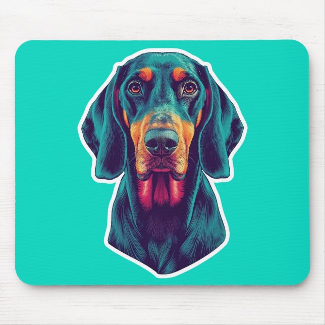 Loyal Glow – Vibrant Bluetick Coonhound Pop Art Mouse Mat (Front)