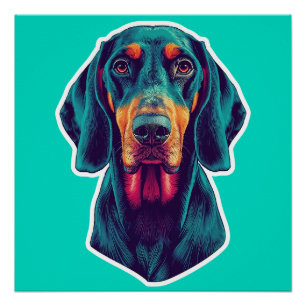 Loyal Glow – Vibrant Bluetick Coonhound Pop Art Poster