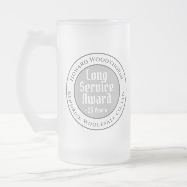 Loyal & Long Service Award Frosted Glass Beer Mug (Left)