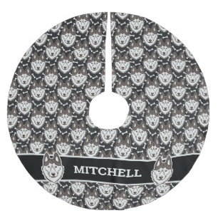 Loyal Siberian Husky Arctic Sled Dog Pet Puppy Brushed Polyester Tree Skirt