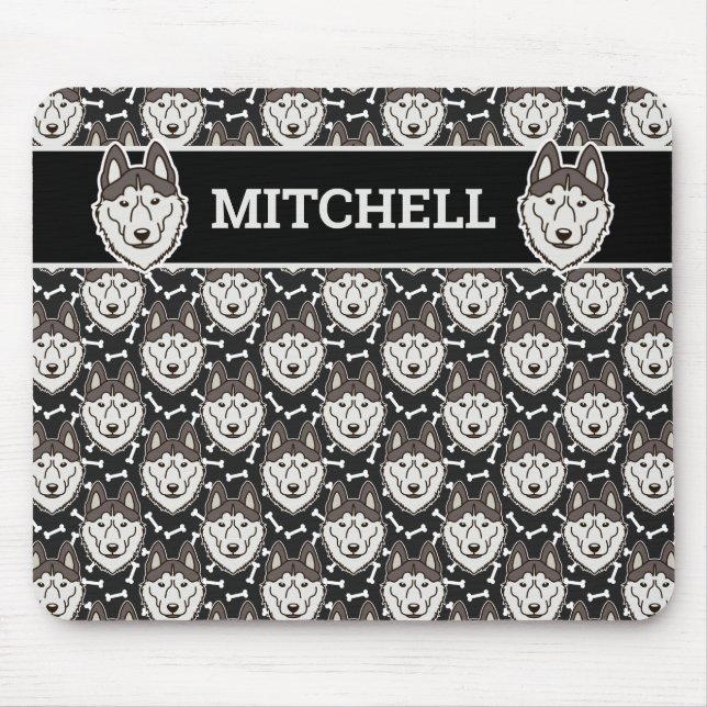 Loyal Siberian Husky Arctic Sled Dog Pet Puppy Mouse Mat (Front)