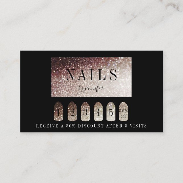 Loyalität 5 Nails Artist Elegant Silver Rust Business Card (Front)