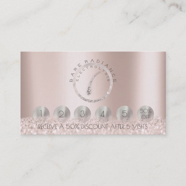 Loyality 6 Eyebrows Rose Hair Removal Glitter1 Business Card (Front)