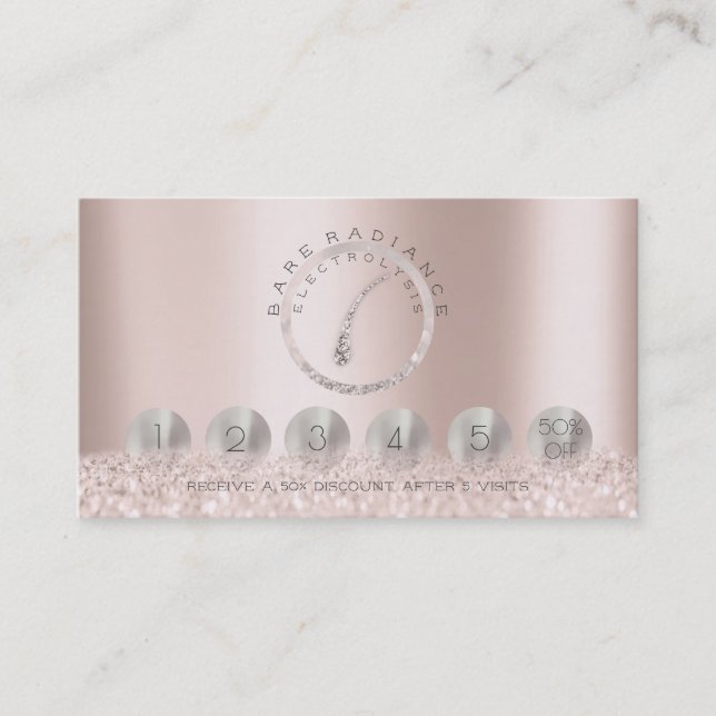 Loyality 6 Eyebrows Rose Hair Removal Glitter Business Card (Front)