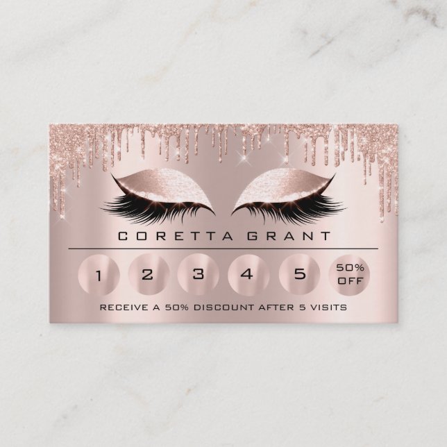Loyality 6 Makeup Aesthetician Eyelash Rose Social Business Card (Front)