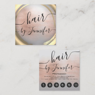 Loyality 6 Punches Hair Lash Makeup Gold Rose Square Business Card