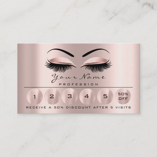 Loyality Card 6 Makeup Eyebrow Eyes Lashes Rose (Front)